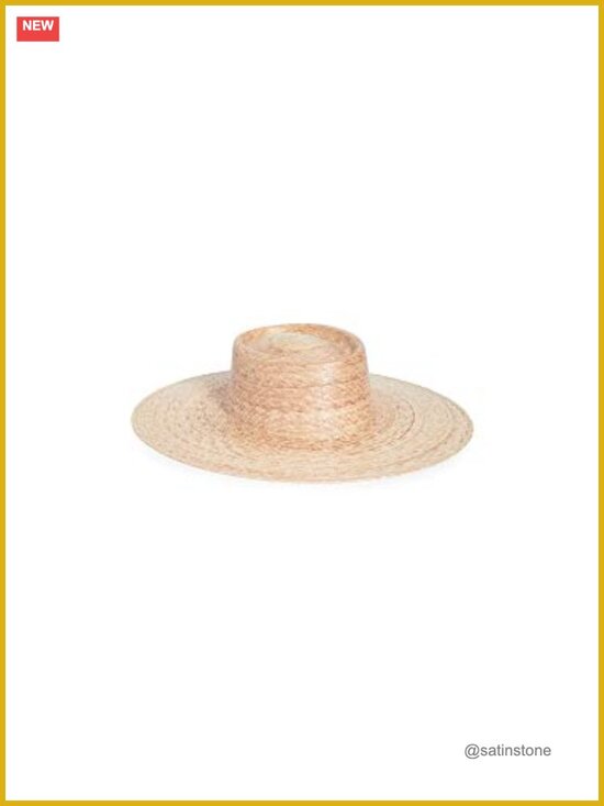 Wide Straw Boater Hat with Elastic Band, 4.75in Brim